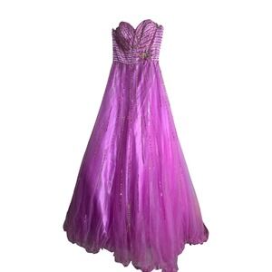 Sparkle Prom Gown Size 2  Pink Sequin Beaded Strapless Formal Dress